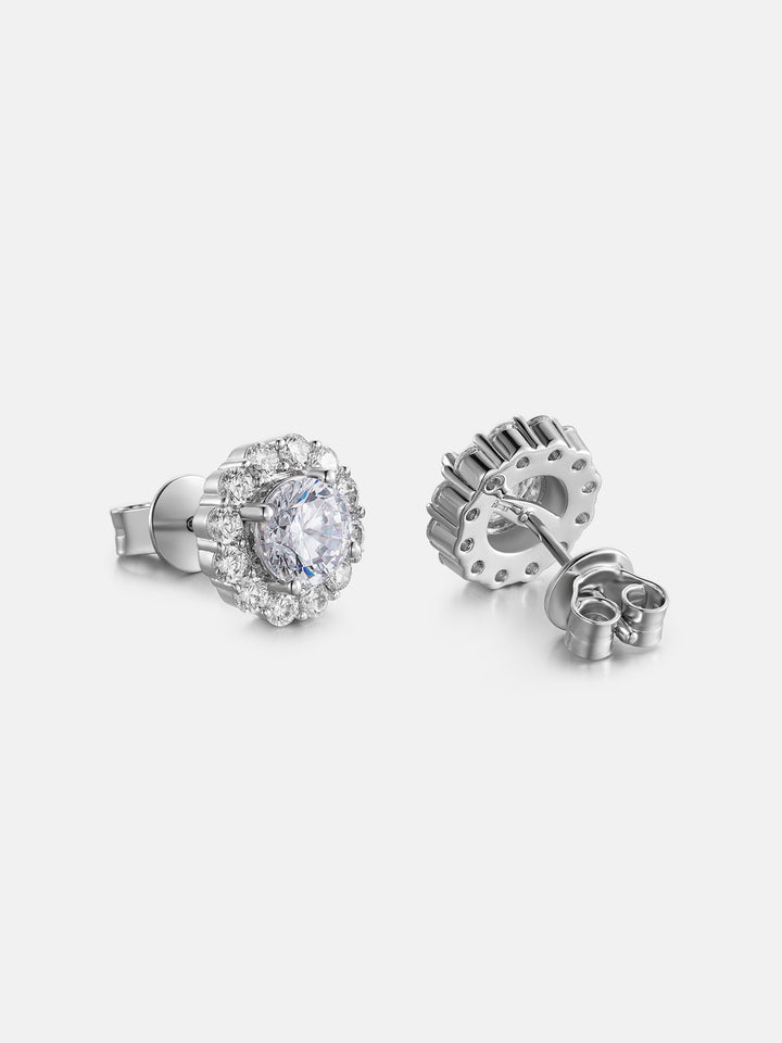 Moissanite Flower Cluster Stud Earrings