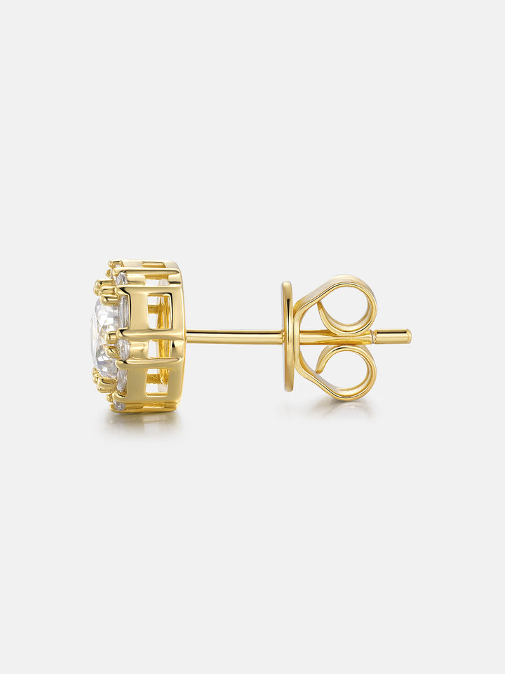 S925 Moissanite Hexagon Baguette & Round Stud Earrings