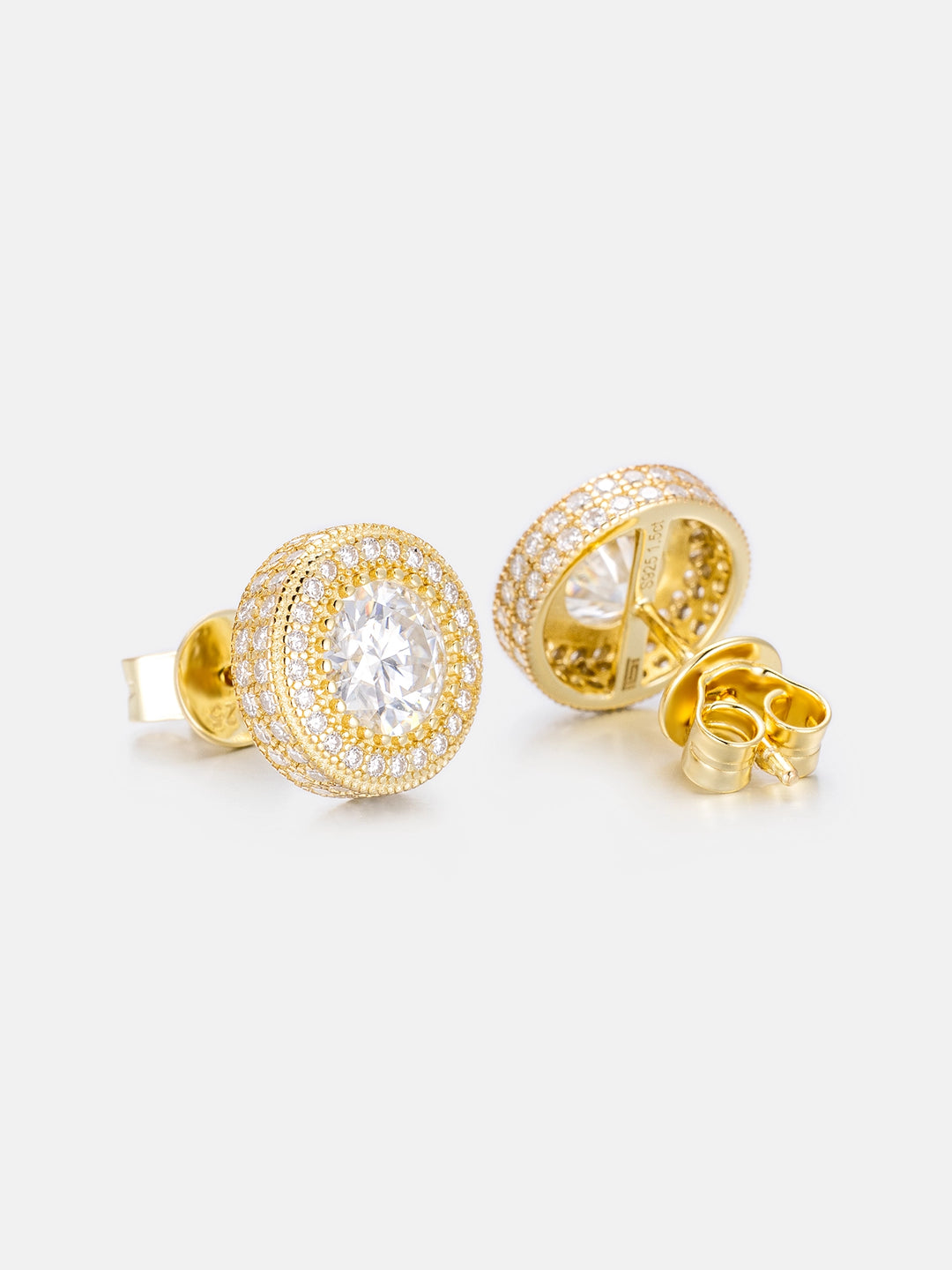 Moissanite Iced Button Earrings