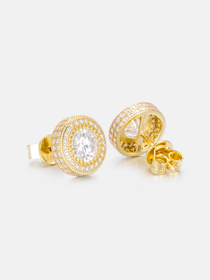 Moissanite Iced Button Earrings