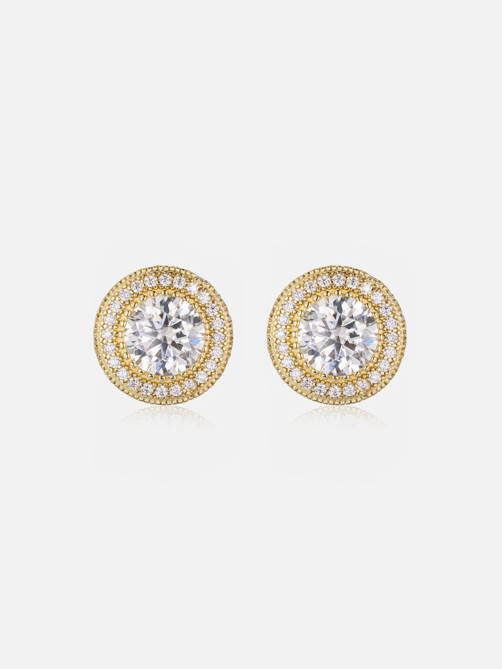 Moissanite Iced Button Earrings
