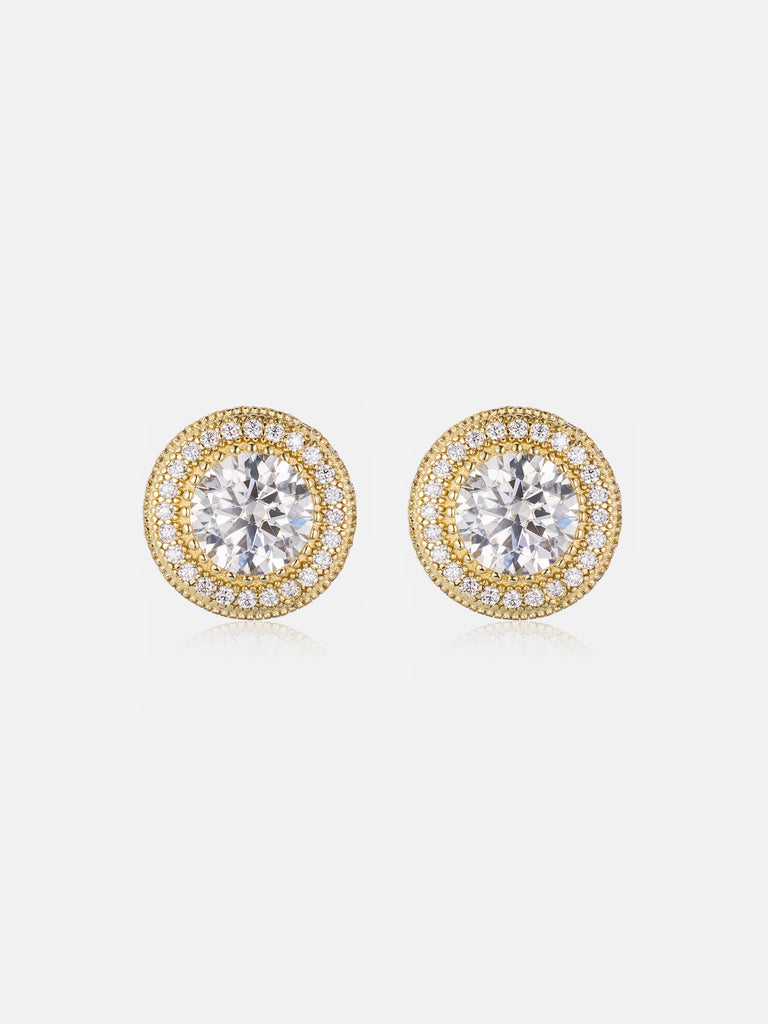 Moissanite Iced Button Earrings