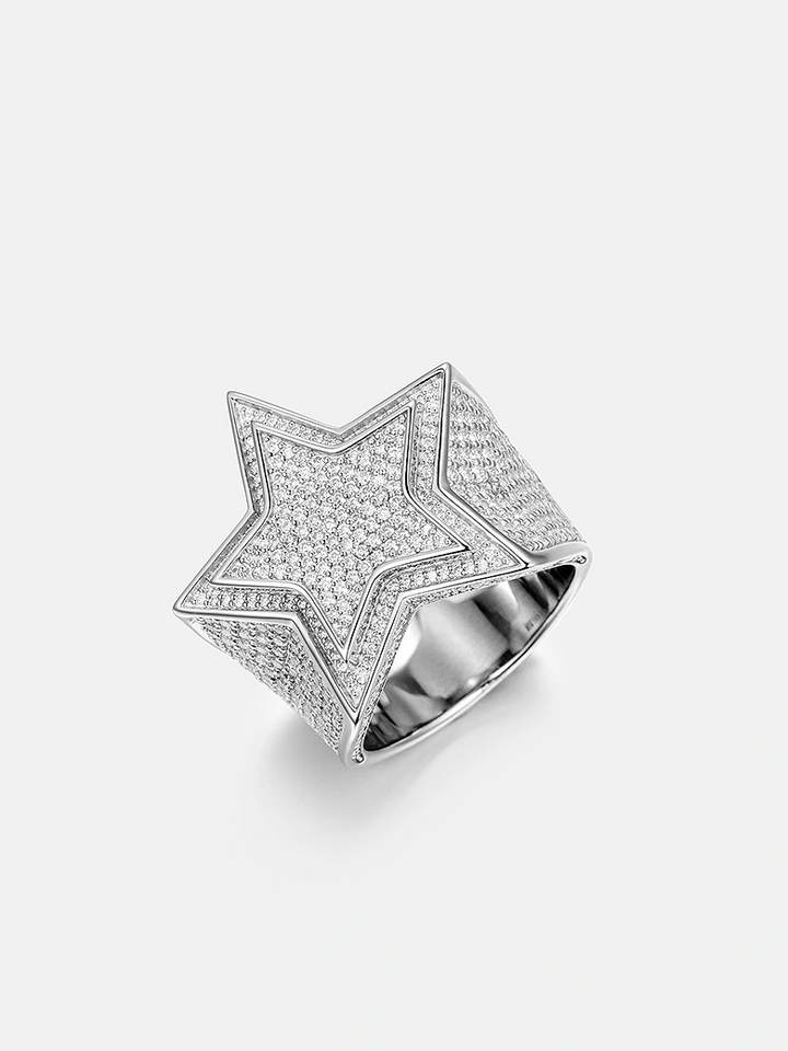 S925 Moissanite Iced Star Ring