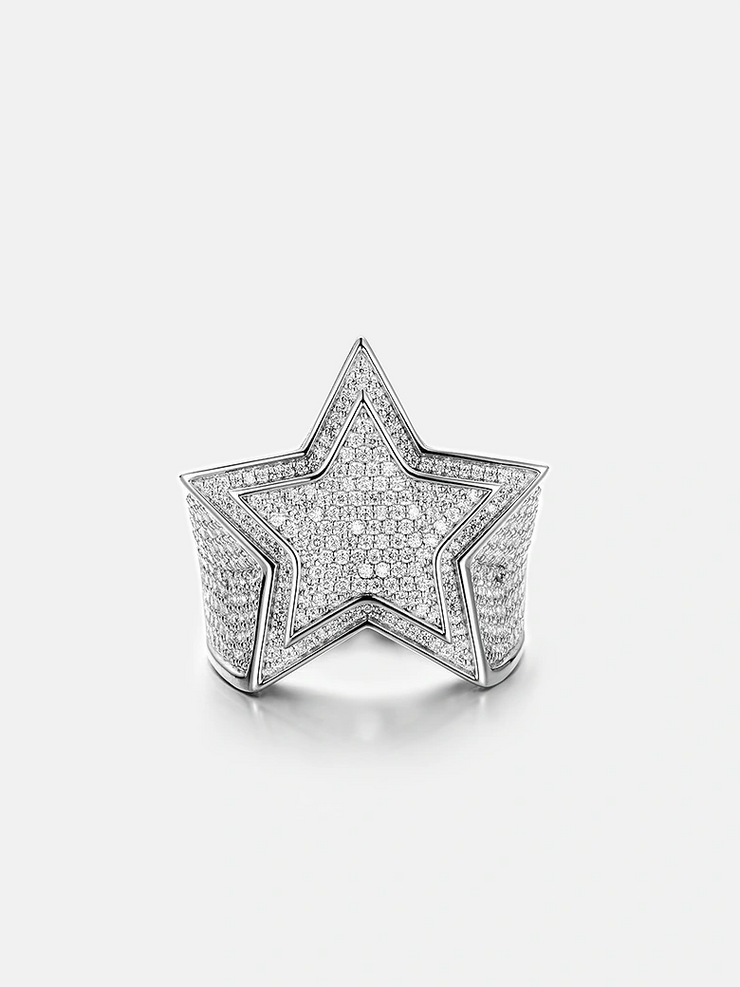 Made To Order S925 Moissanite Iced Star Ring
