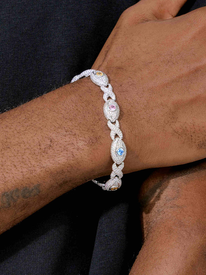 S925 Moissanite Multi Gemstone Evil Eye Eternity Bracelet