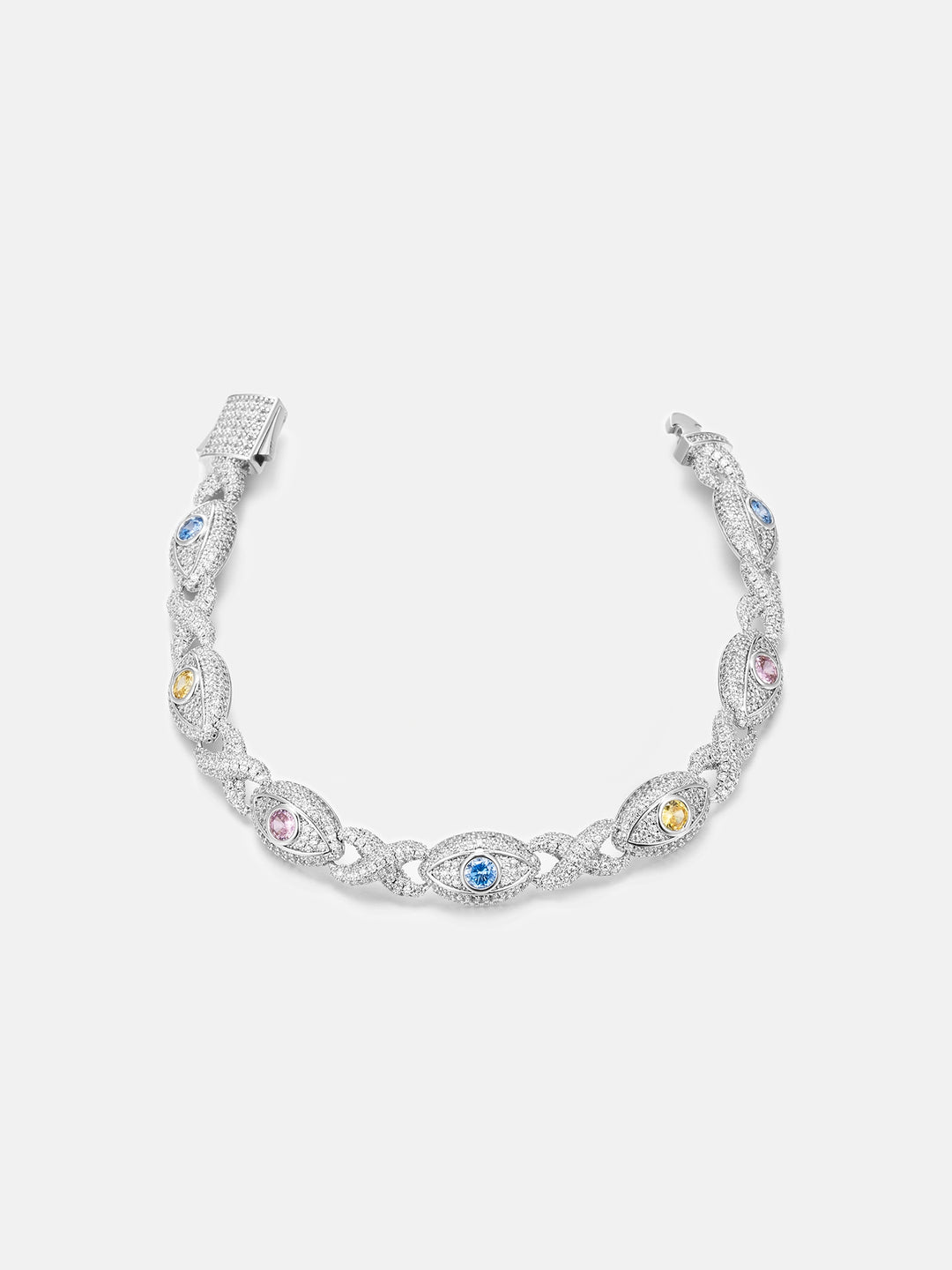 S925 Moissanite Multi Gemstone Evil Eye Eternity Bracelet