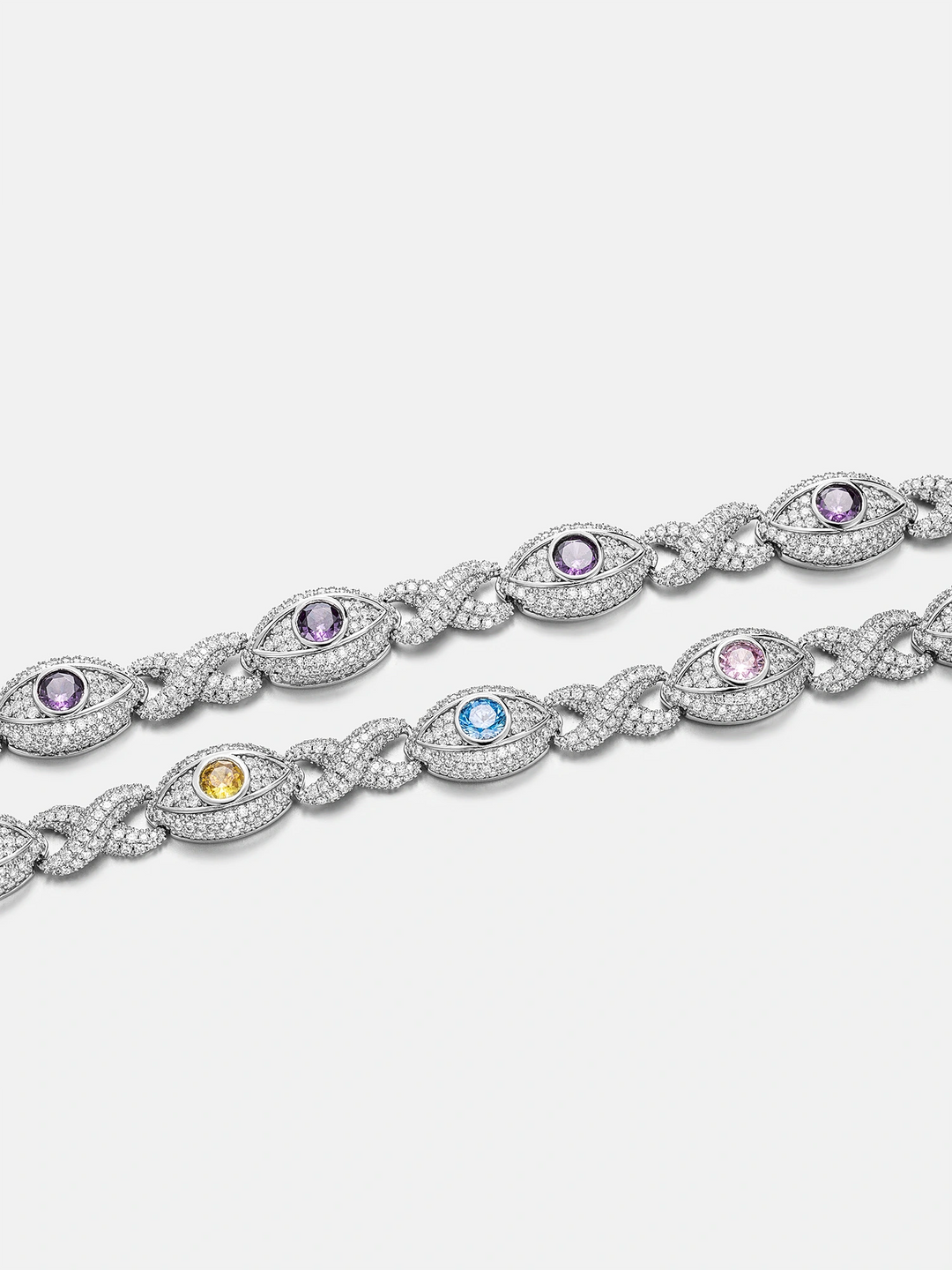 S925 Moissanite Multi Gemstone Evil Eye Eternity Bracelet