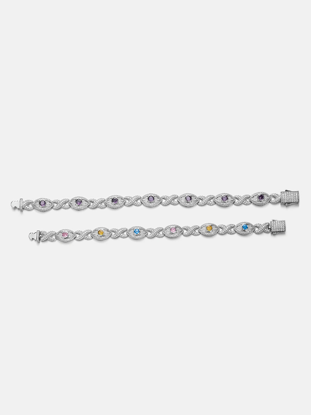 S925 Moissanite Multi Gemstone Evil Eye Eternity Bracelet