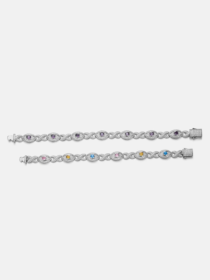 S925 Moissanite Multi Gemstone Evil Eye Eternity Bracelet