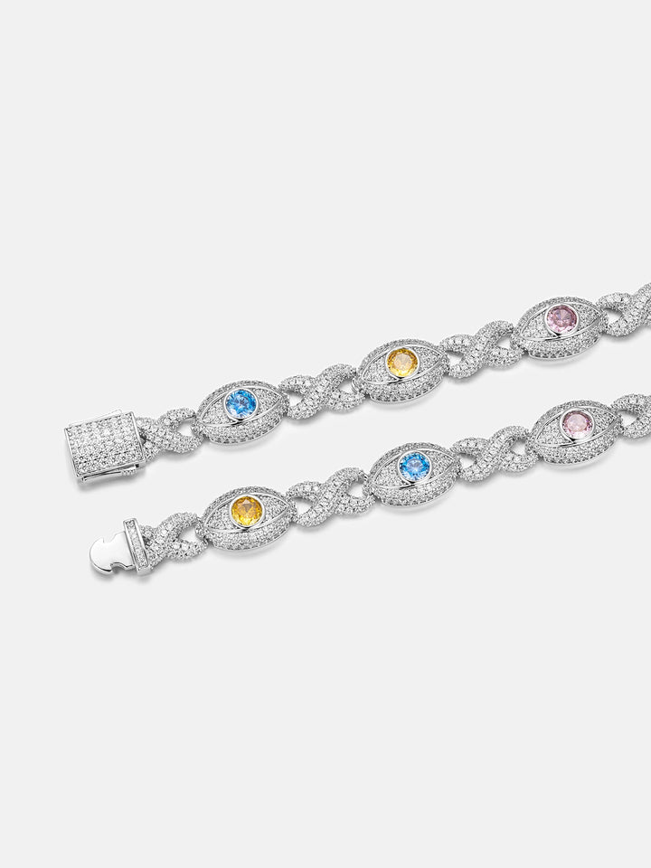 S925 Moissanite Multi Gemstone Evil Eye Eternity Chain