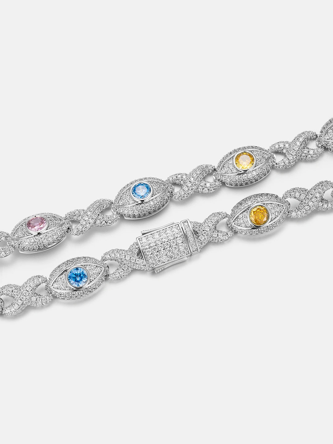 S925 Moissanite Multi Gemstone Evil Eye Eternity Chain