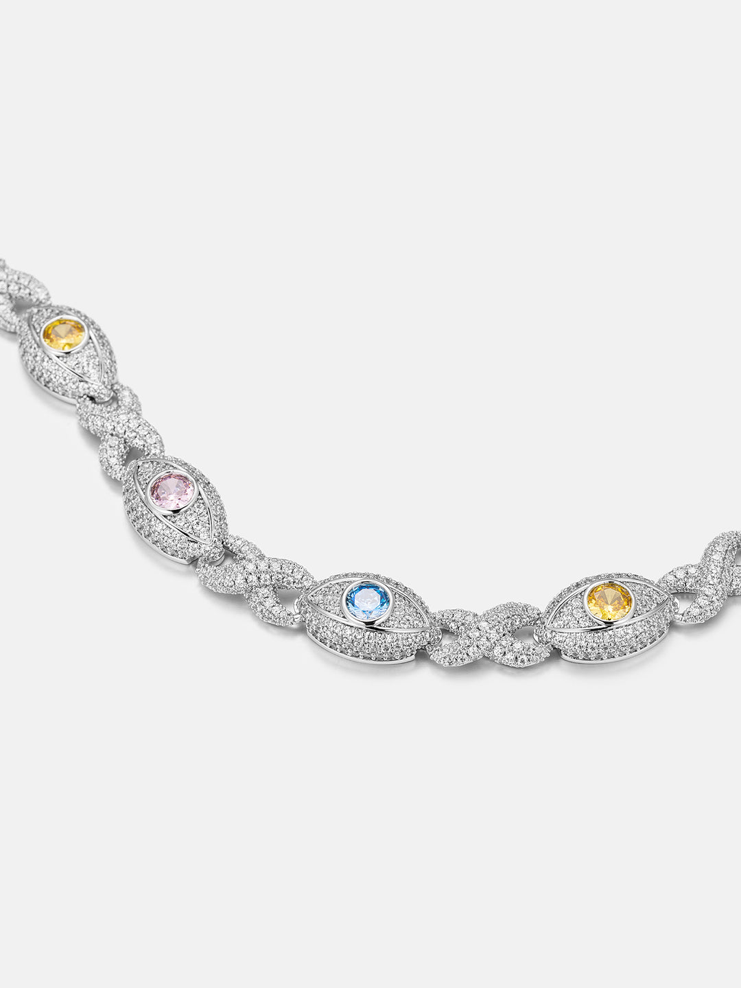 S925 Moissanite Multi Gemstone Evil Eye Eternity Chain