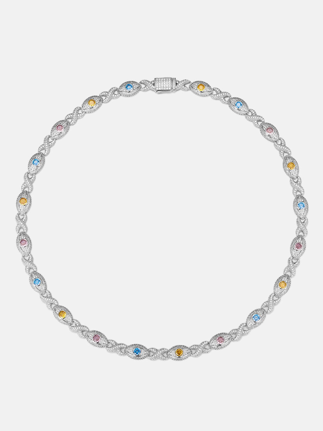 S925 Moissanite Multi Gemstone Evil Eye Eternity Chain