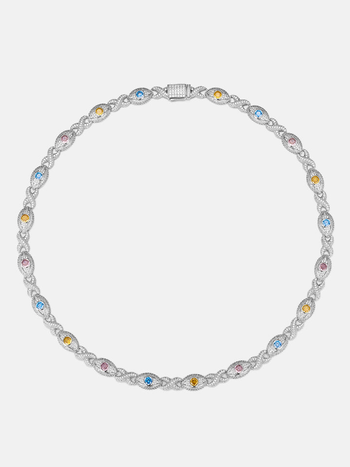 S925 Moissanite Multi Gemstone Evil Eye Eternity Chain