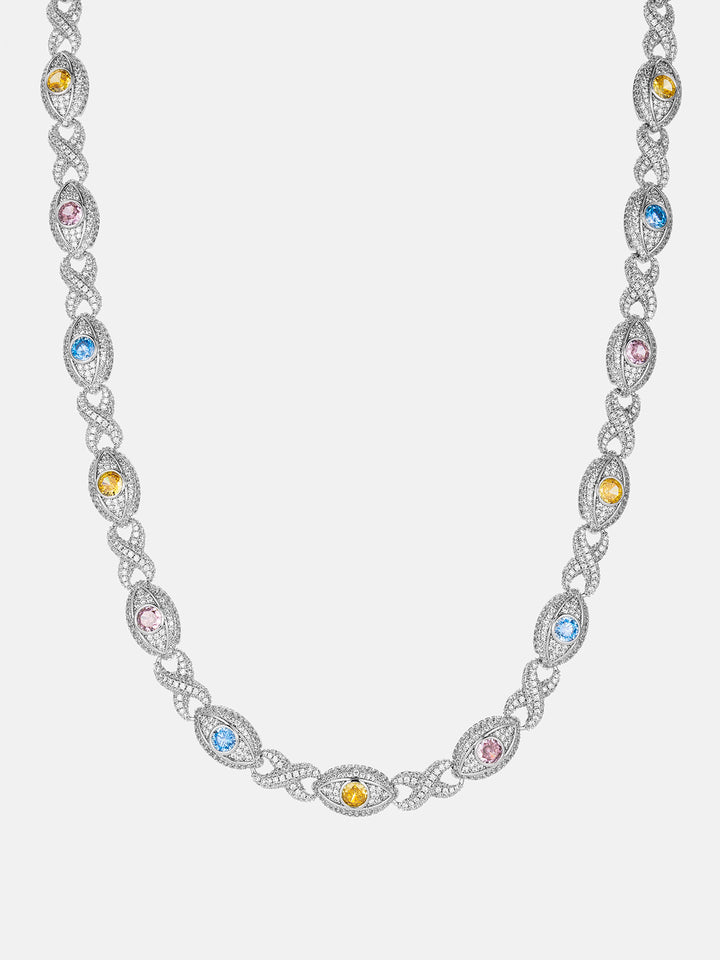 S925 Moissanite Multi Gemstone Evil Eye Eternity Chain
