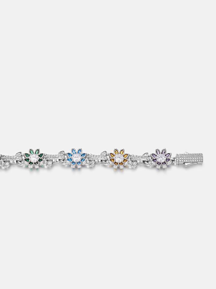 S925 Moissanite Multi Gemstone Flower Bracelet
