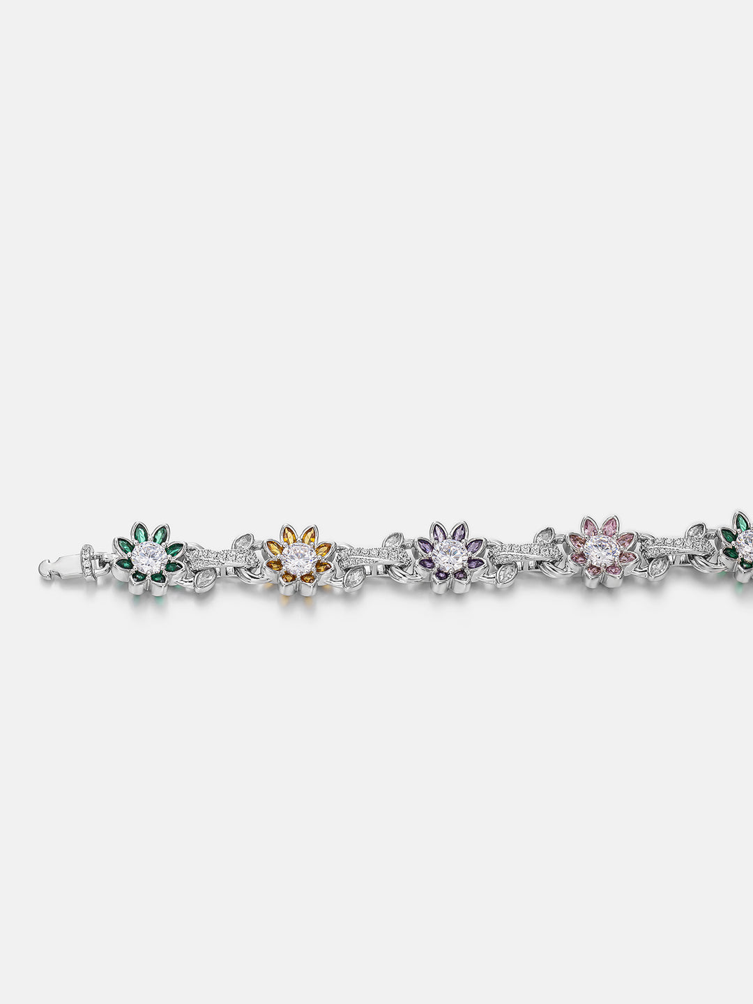 S925 Moissanite Multi Gemstone Flower Bracelet