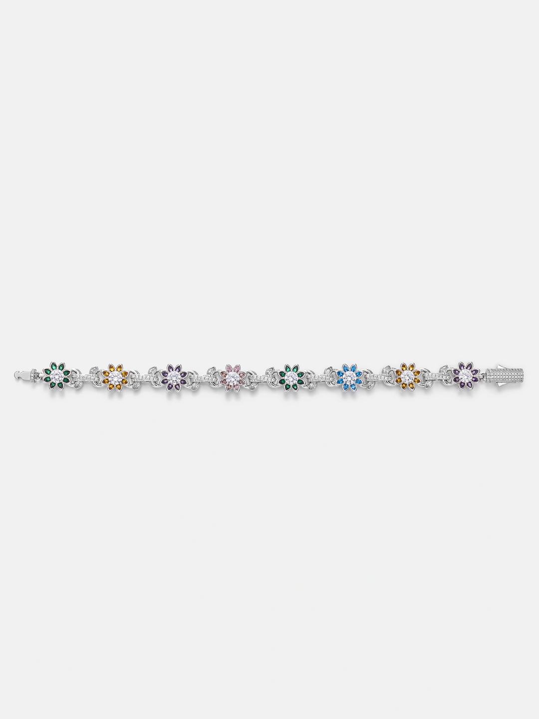 S925 Moissanite Multi Gemstone Flower Bracelet