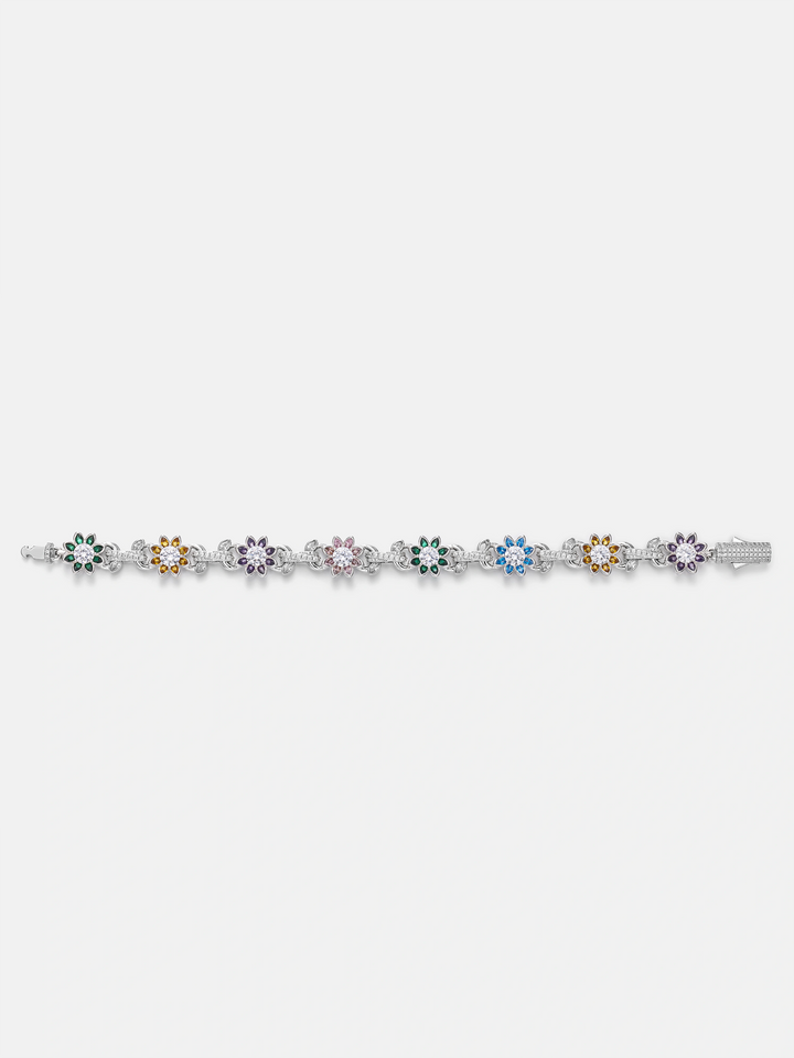 S925 Moissanite Multi Gemstone Flower Bracelet