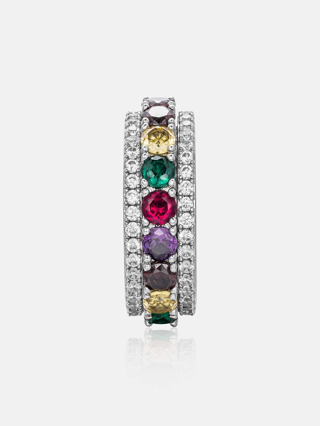 S925 Moissanite Multi Gemstone Rotatable Ring