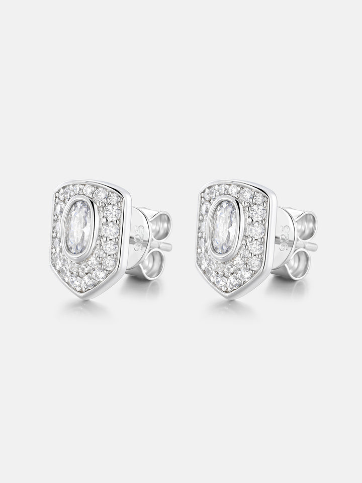 S925 Moissanite Oval Bezel Shield Stud Earrings