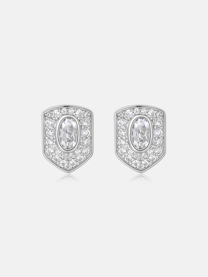 S925 Moissanite Oval Bezel Shield Stud Earrings