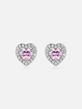 Moissanite Pink Gemstone Heart Shaped Halo Earrings