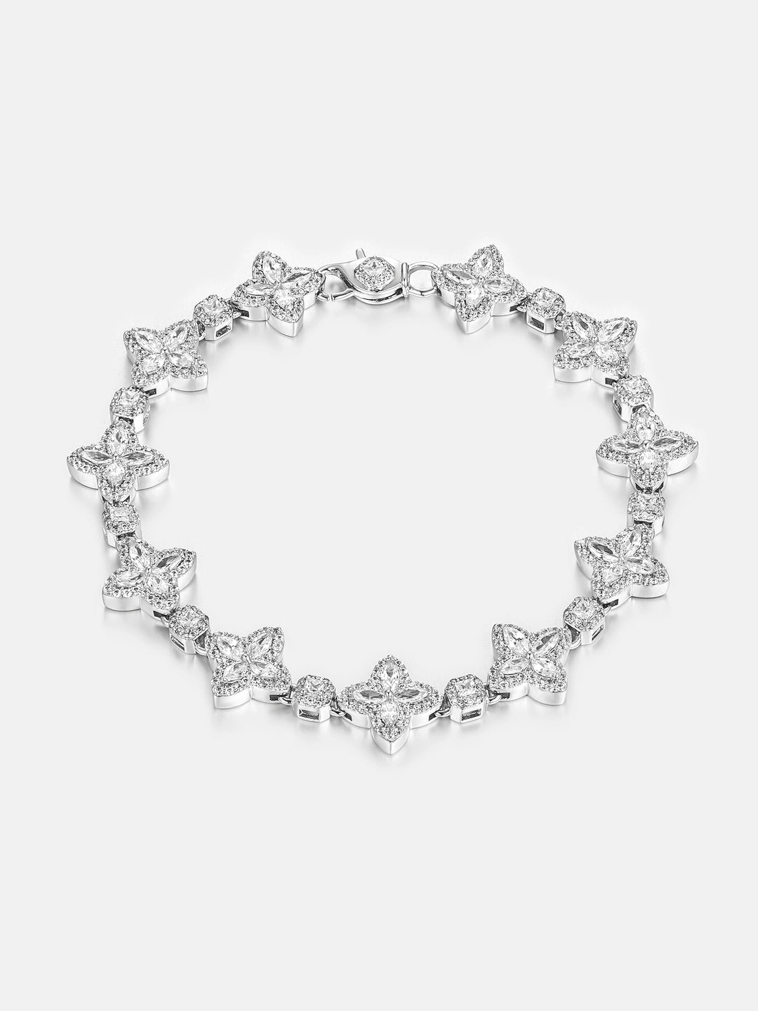 S925 Moissanite Princess Flower Chain Or Bracelet