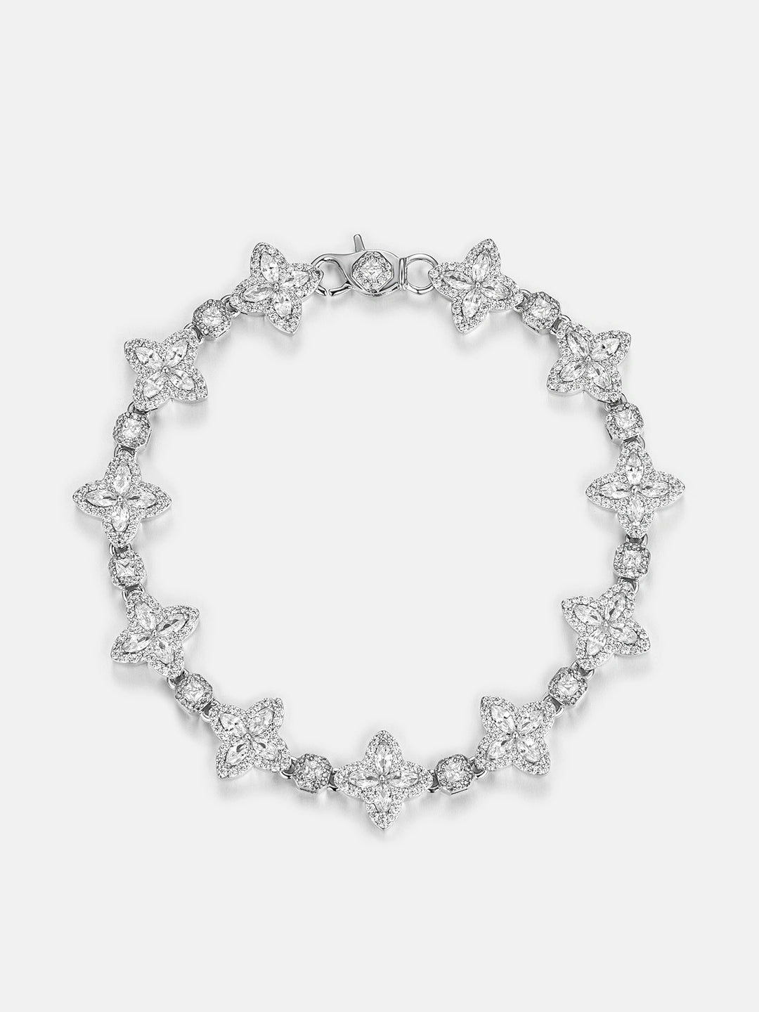 S925 Moissanite Princess Flower Chain Or Bracelet