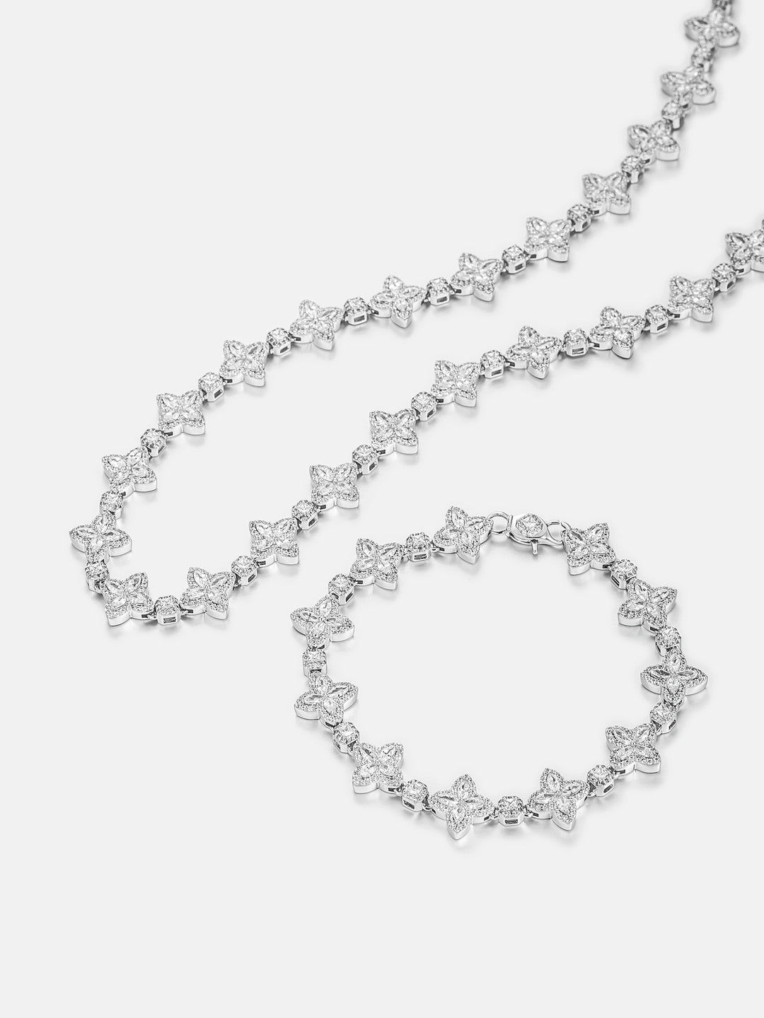 S925 Moissanite Princess Flower Chain Or Bracelet
