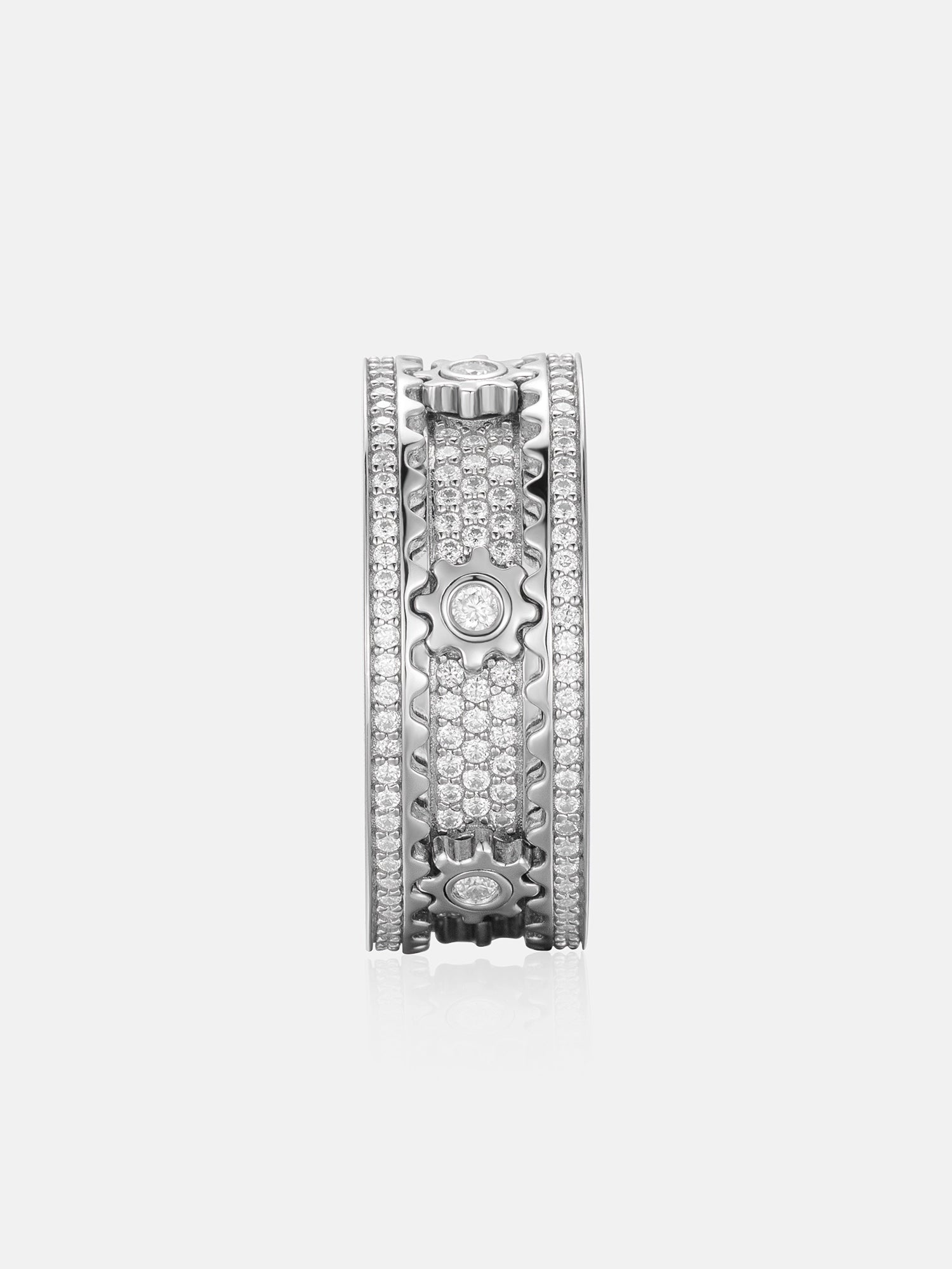 Custom S925 Moissanite Rotatable Cogwheel Ring