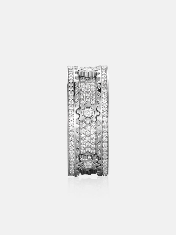 Custom S925 Moissanite Rotatable Cogwheel Ring