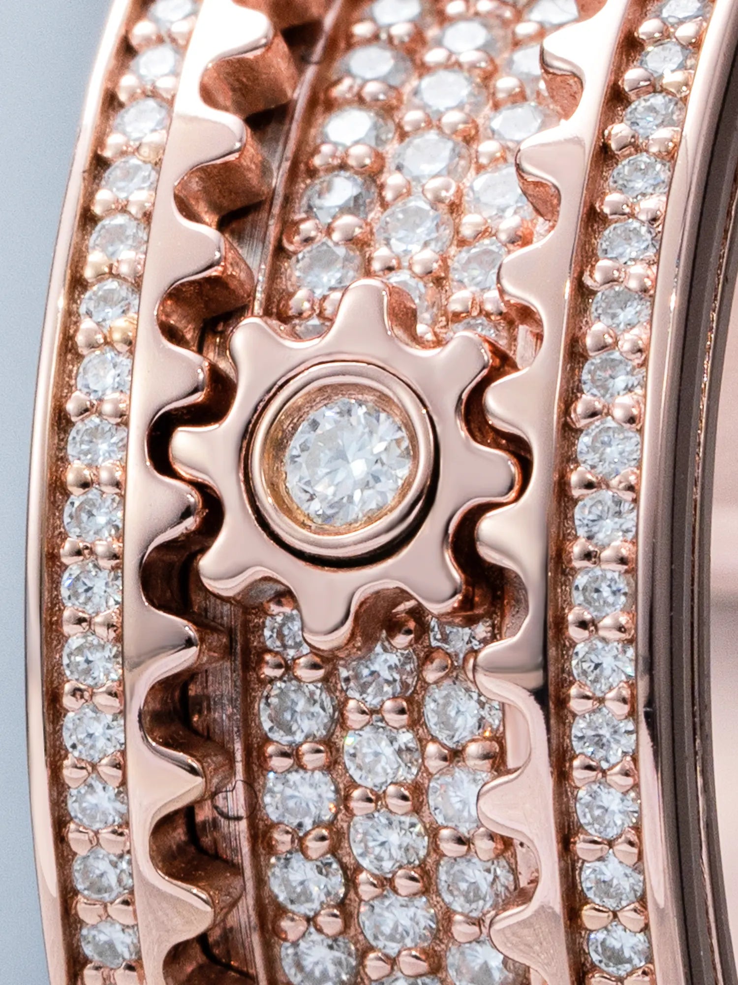 Custom S925 Moissanite Rotatable Cogwheel Ring