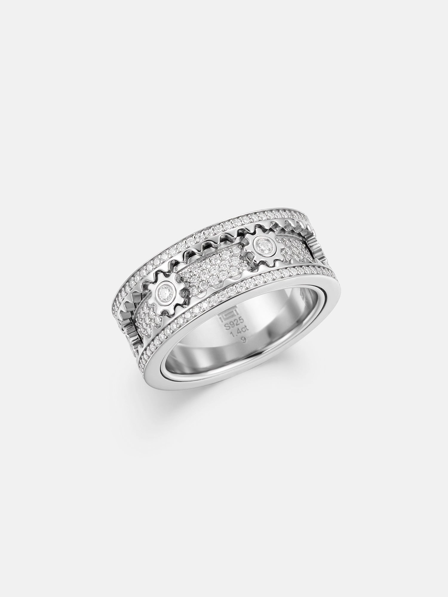 Custom S925 Moissanite Rotatable Cogwheel Ring