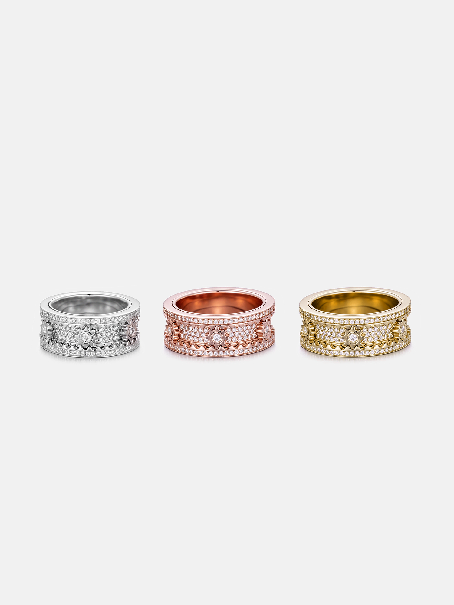 Custom S925 Moissanite Rotatable Cogwheel Ring