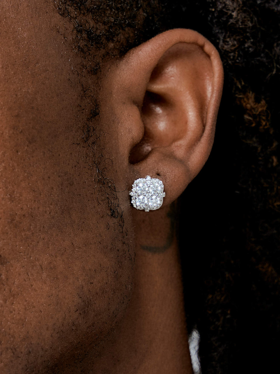 Moissanite Round Cut Cluster Earrings