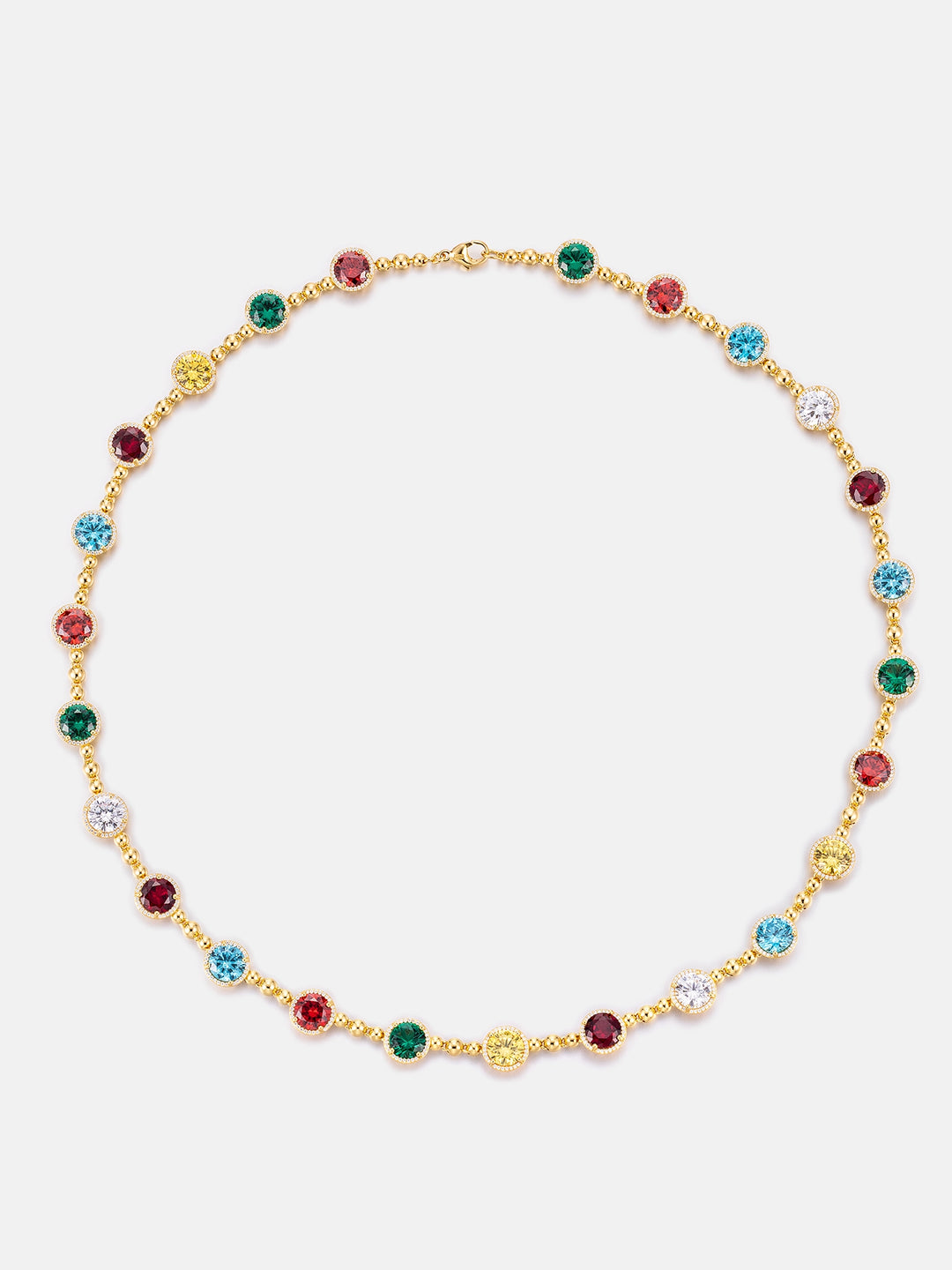 S925 Moissanite Spiked Multi Gemstone Necklace