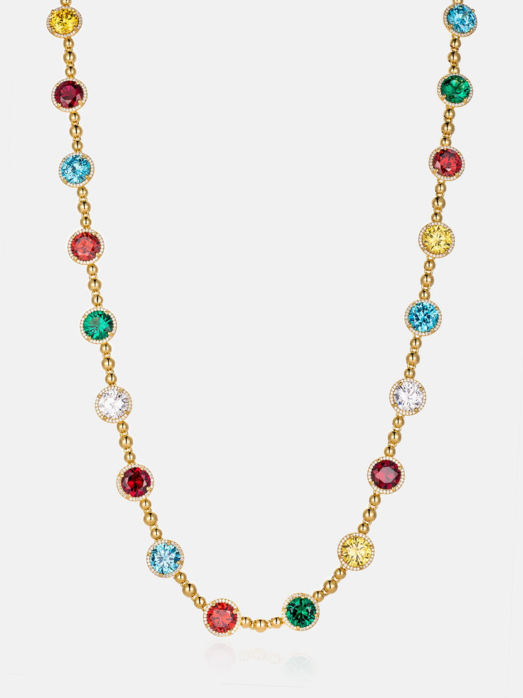 S925 Moissanite Spiked Multi Gemstone Necklace