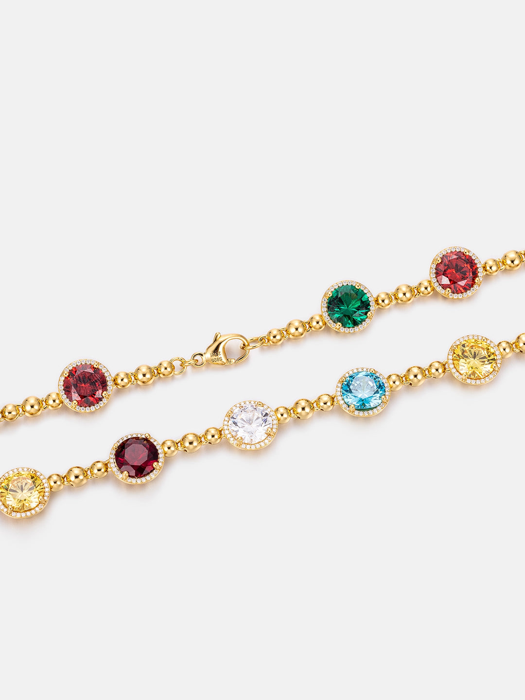 S925 Moissanite Spiked Multi Gemstone Necklace