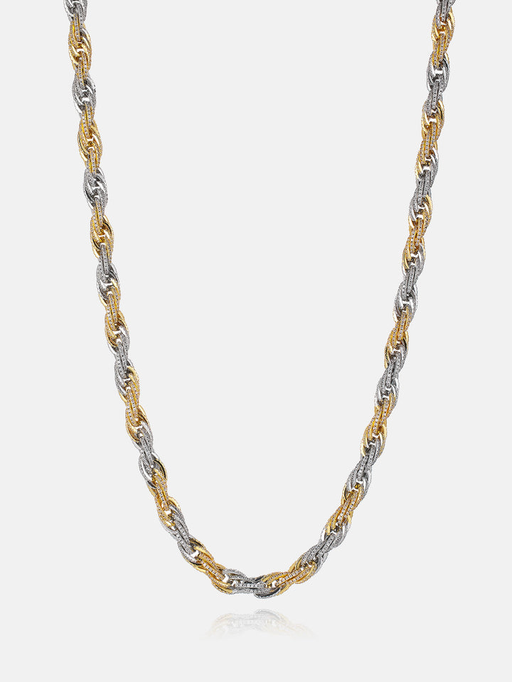 S925 Moissanite Two Tone 5mm Rope Chain Or Bracelet