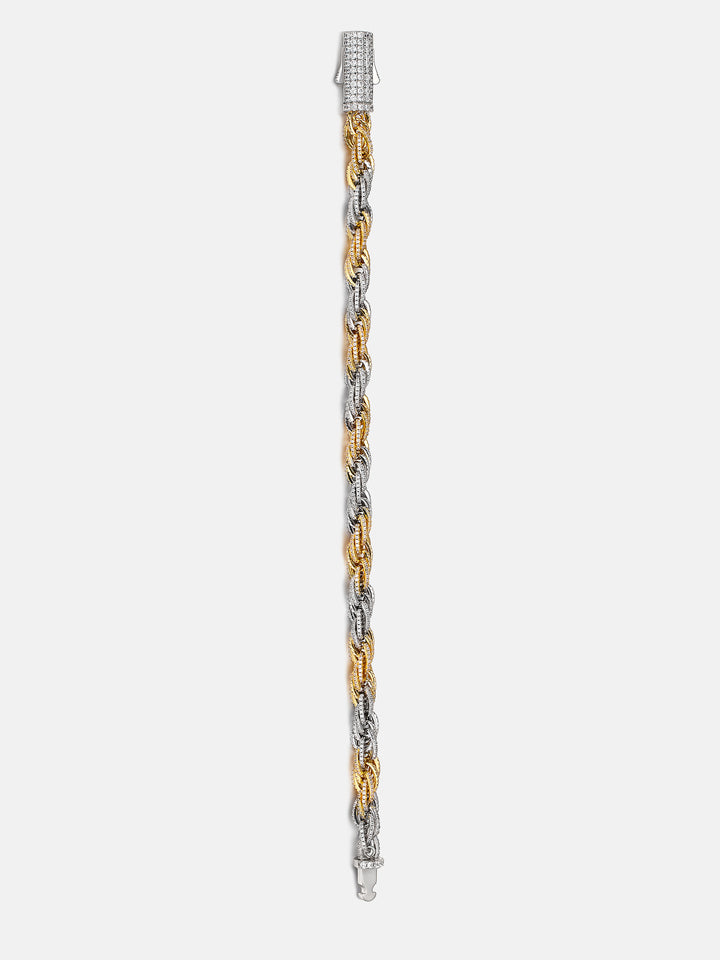 S925 Moissanite Two Tone 5mm Rope Chain Or Bracelet