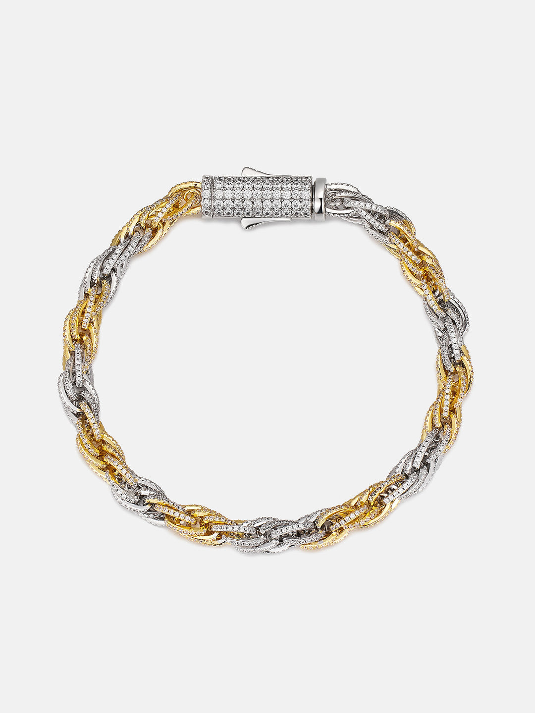 S925 Moissanite Two Tone 5mm Rope Chain Or Bracelet