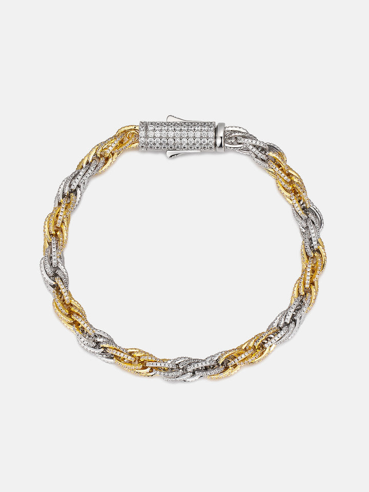 S925 Moissanite Two Tone 5mm Rope Chain Or Bracelet