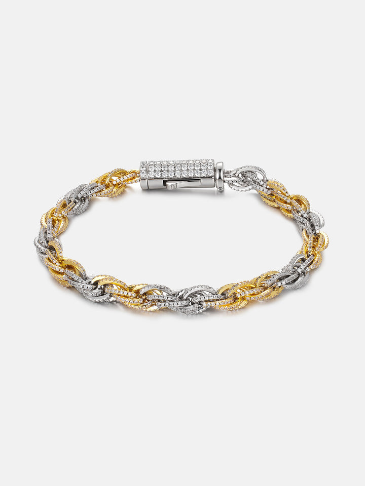 S925 Moissanite Two Tone 5mm Rope Chain Or Bracelet