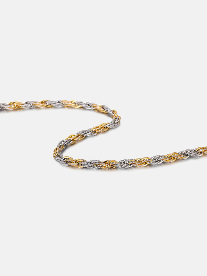 S925 Moissanite Two Tone 5mm Rope Chain Or Bracelet