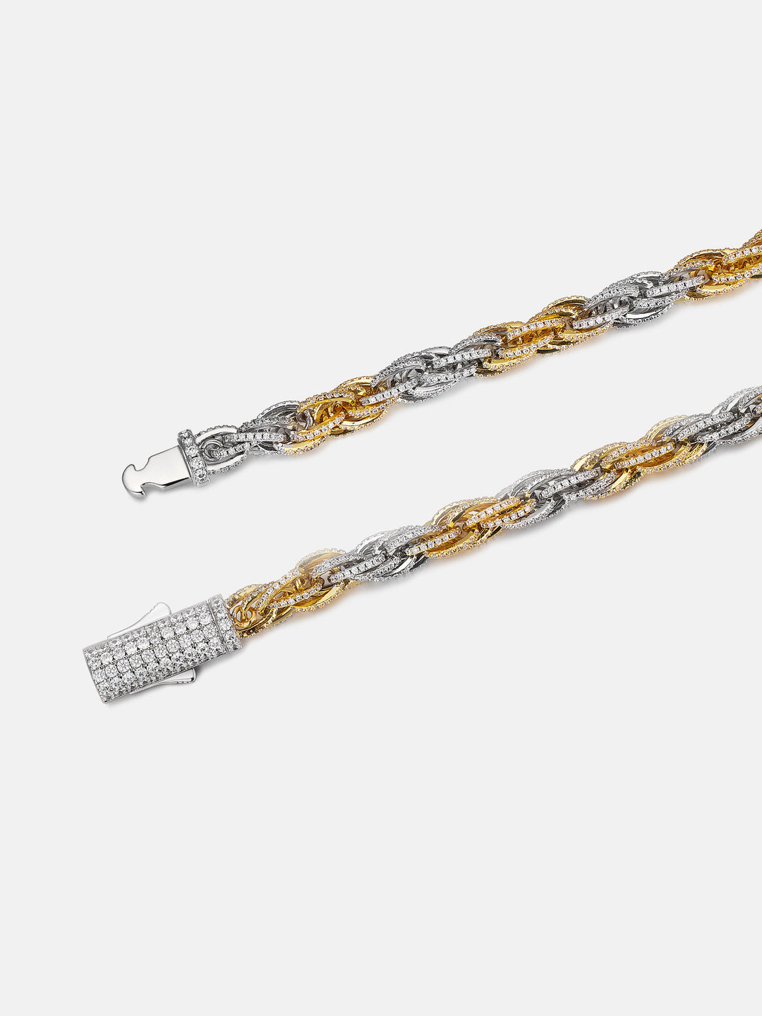 S925 Moissanite Two Tone 5mm Rope Chain Or Bracelet