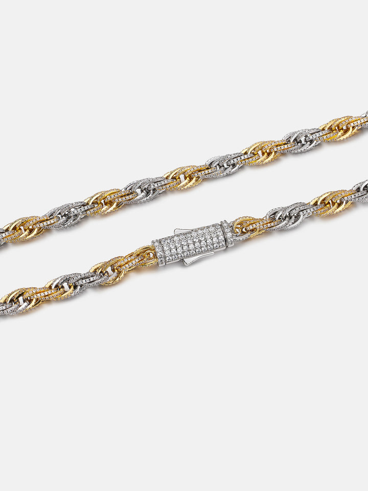 S925 Moissanite Two Tone 5mm Rope Chain Or Bracelet