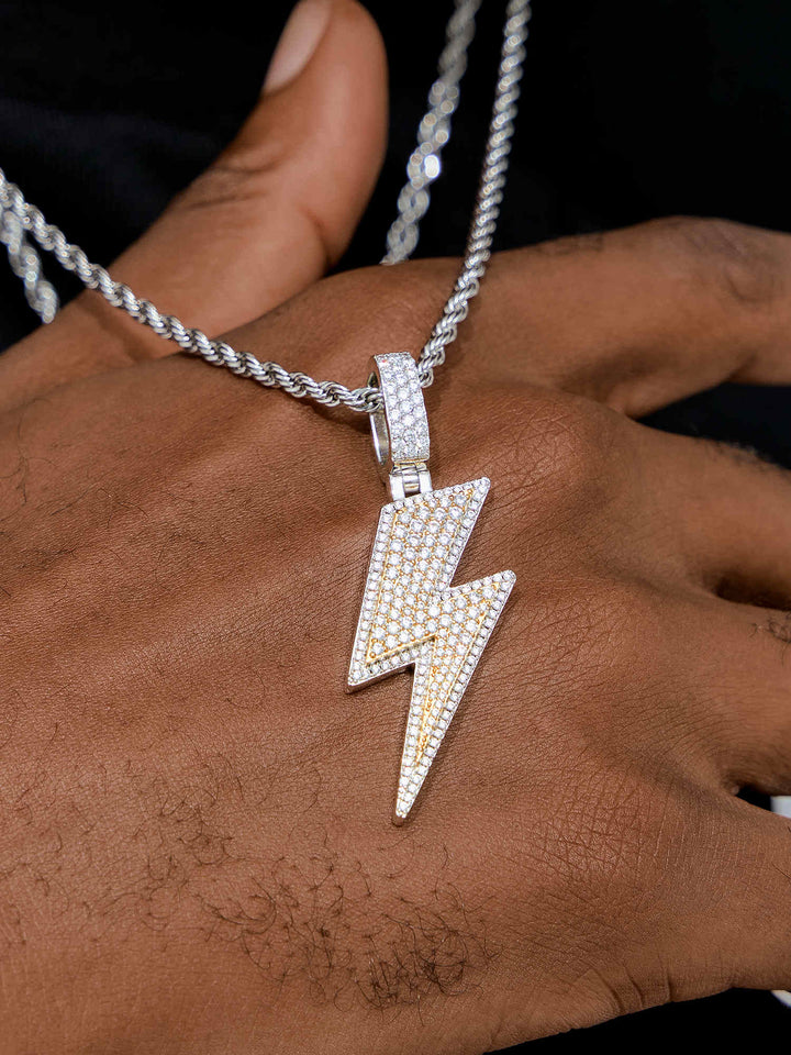 S925 Moissanite Two Tone Lightning Pendant