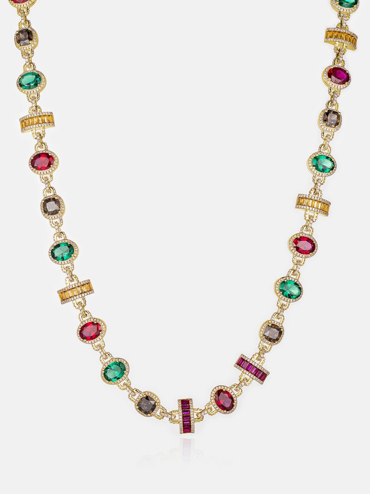 S925 Multi Color Mixed Shape Gemstone Chain