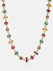 S925 Multi Color Mixed Shape Gemstone Chain